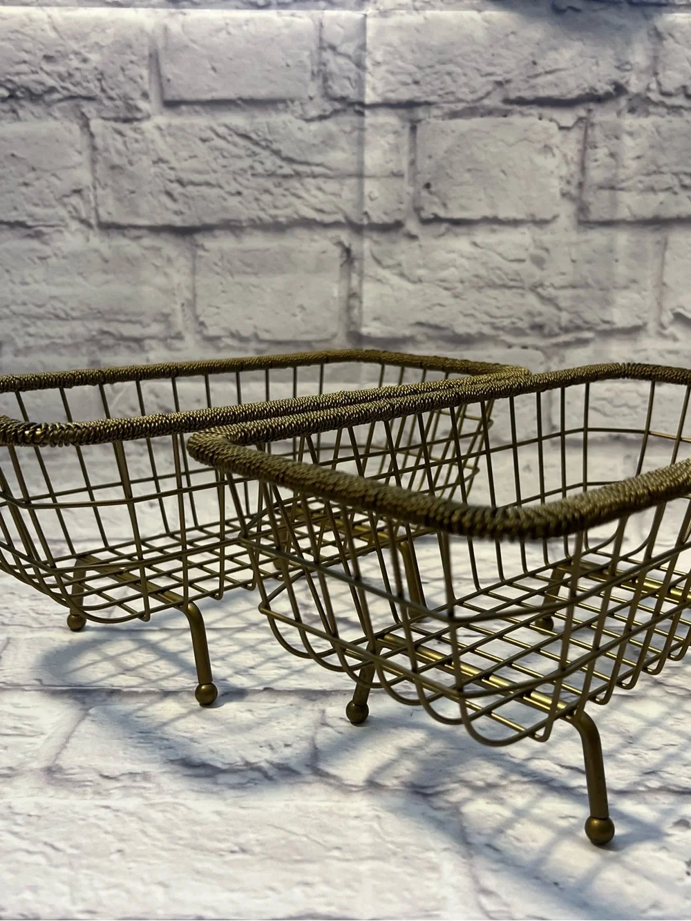 Gold Wire Storage Baskets - Set of 2